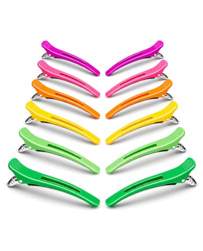 AMIZO No-Crease Hair Clips, 12PCS, 4.3 Inch Multicolored