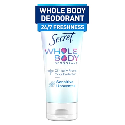 Secret Whole Body Deodorant Cream, Unscented, 72-Hour Odor Protection, 3.0 oz