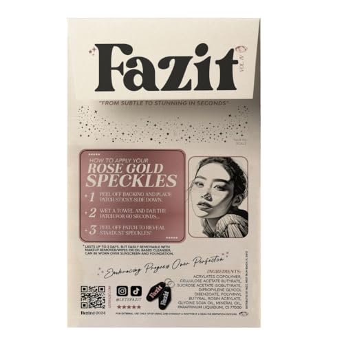 Fazit Rose Gold Glitter Freckle Makeup Patches - 6 Waterproof Temporary Patches for Festivals