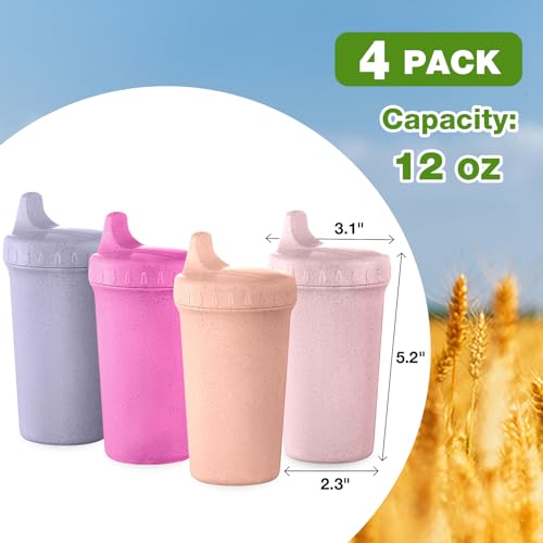 Meolibour 4-Pack Spill-Proof Sippy Cups for Toddlers