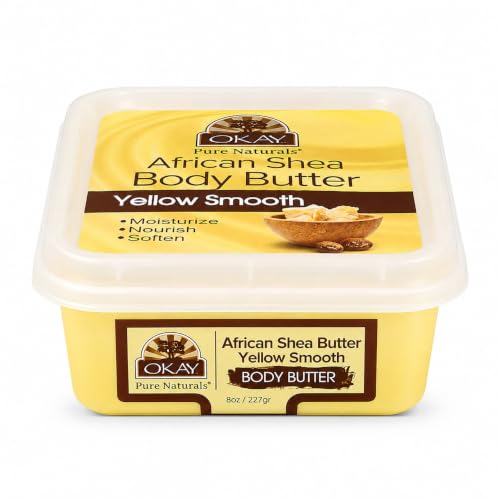 OKAY 100% Pure Unrefined Yellow Shea Butter - 8oz Moisturizer for Skin & Hair