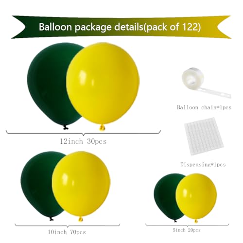 Retro Green Yellow Balloon Garland Kit - 122PCS for Parties