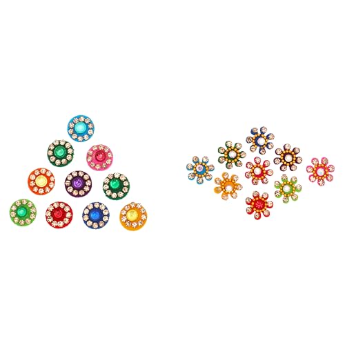 Multicolour Crystal Bindi Pack of 6 for Women - Adhesive Forehead Tikka