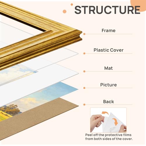 Upsimples 10x10 Vintage Picture Frame in Gold - Dual Size Display