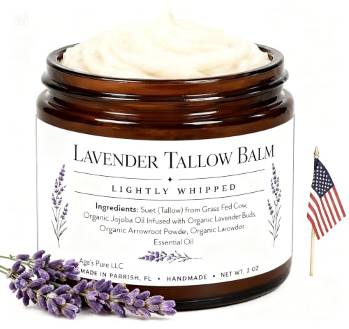 Handmade Lavender Whipped Tallow Balm - 100% Natural Moisturizer (2 oz)