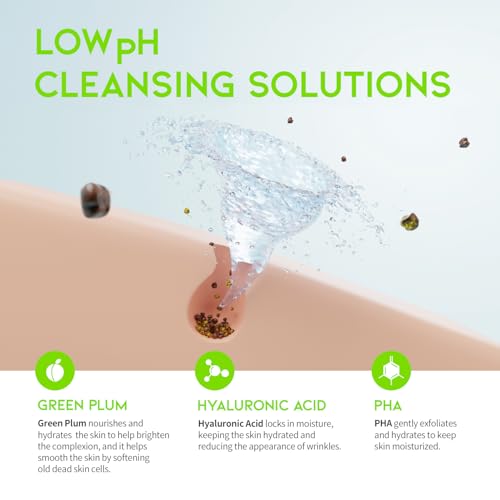#OOTD Green Plum Low pH Cleansing Gel - Gentle Korean Face Wash for Sensitive Skin, 6.76 fl oz