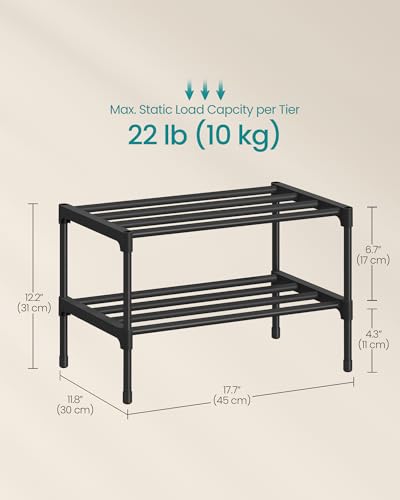 SONGMICS 2-Tier Metal Shoe Rack - Compact Storage Organizer for Small Spaces