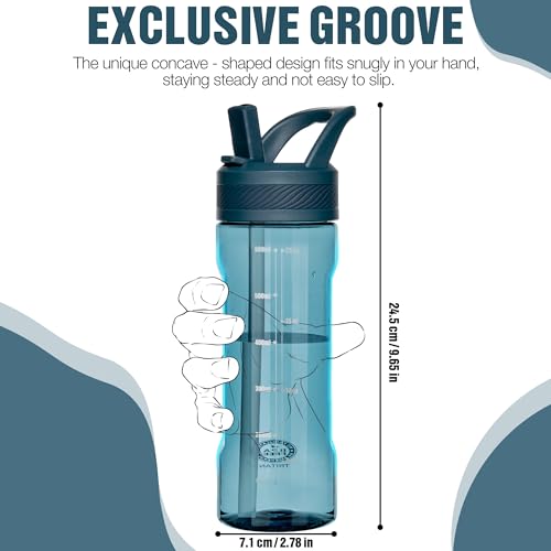 OLDLEY 20oz Kids Water Bottle with Straw - BPA-Free, Leakproof & Cup Holder Friendly - Midnight Blue