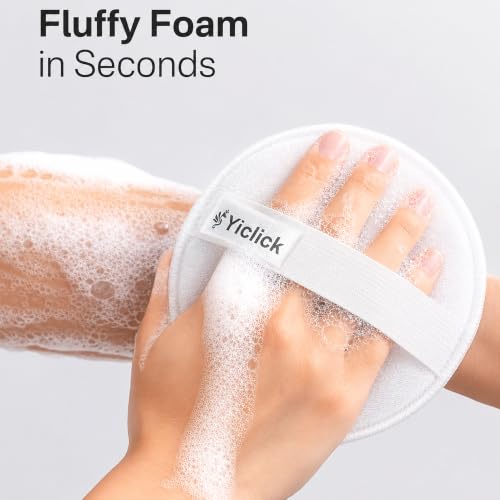 Green Yiclick 2-Pack Exfoliating Body Scrubber with Handle – Dual-Sided Bath Loofah for Men & Women