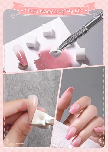 100Pcs Ombre Nail Art Sponges with Grabbing Pen & Palette