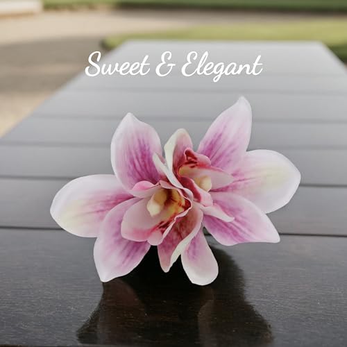 Pink Orchid Flower Hair Clips for Women - Tropical Hawaiian Accessories