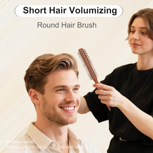 Small Round Hair Brush for Short Hair Styling, Men & Women - SUNBIRD
