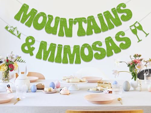 Mountains & Mimosas Banner - Camping Theme Bachelorette Party Decor