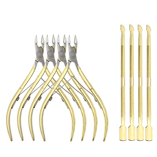 Gold Cuticle Trimmer & Pusher Set - Stainless Steel Nail Tools