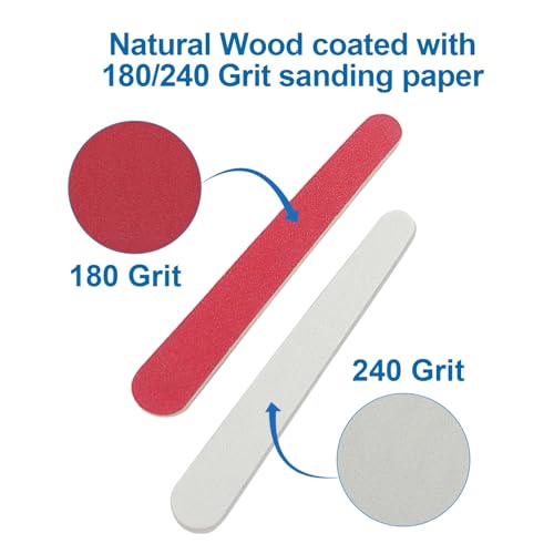 AhaTopia Mini Nail Files - 100 Pack Double-Sided 180/240 Grit