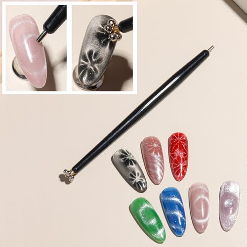 Fcozpjk 8PCS Cat Eye Nail Art Magnet Tool Set with Clips
