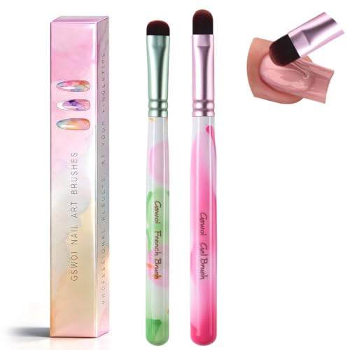 GSWOI 2-Piece Nail Brush Set for Polygel, Builder Gel and French Tips