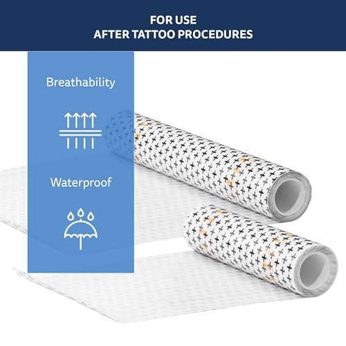 Recovery Aftercare Derm Shield Tattoo Cover Up Patch - Latex-Free & Waterproof Tattoo Aftercare Bandage - Transparent Matte Film - Breathable & Flexible - Promotes Healing & Skin Renewal (6" x 2?yd)