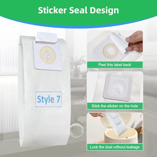 Bissell Style 7 Vacuum Bags - 8 Pack, Compatible with Power Force & Lift-Off