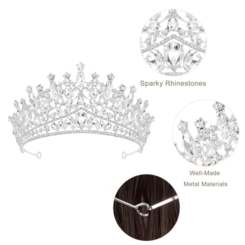 CAVETEE Silver Princess Tiara for Girls & Women - Birthday & Party Crown