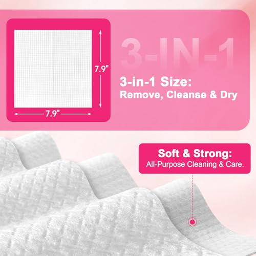 FACEMADE 480 Count Disposable Face Towels – 4 Packs, 7.9 x 7.9 in, Biobased Soft Facial Wipes