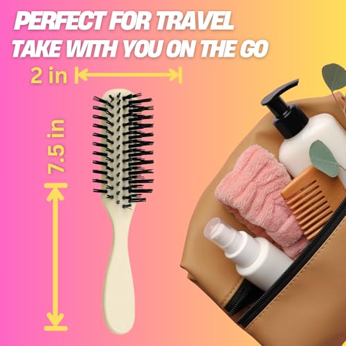 G.B.S Faux Ivory Nylon Bristle Hair Brush 7 3/8" for Detangling & Styling (2 Pack)