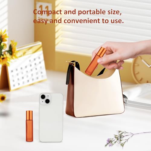 Kesell 10ml Orange Glass Essential Oil Roller Bottles - 10 Pack