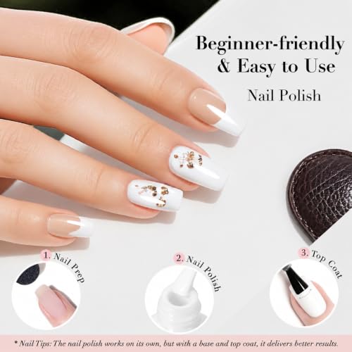 AZUREBEAUTY Warm White Nail Polish - Quick Dry, Long Lasting 18ml