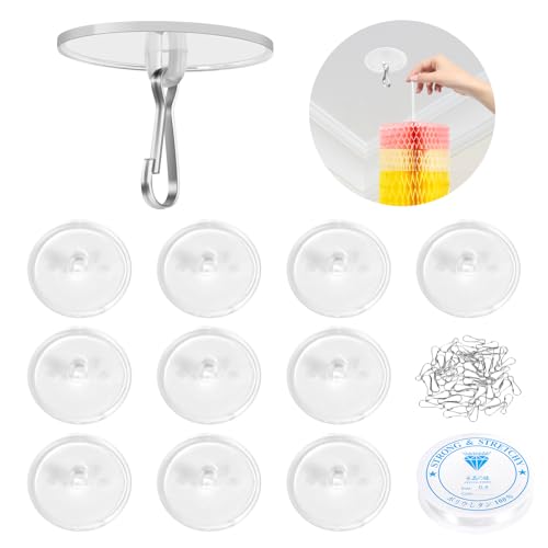 50-Pack Self-Adhesive Ceiling Hooks with 160ft Fishing Line