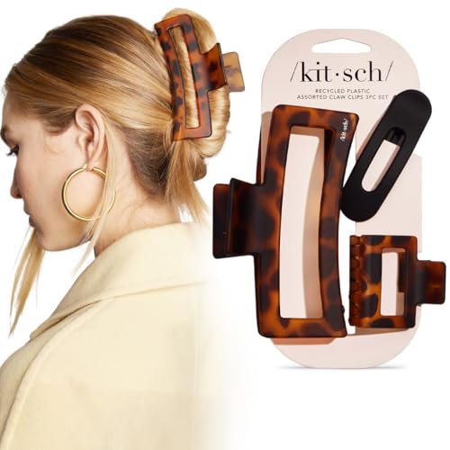 Assorted Tortoise & Black Hair Clips Set for Women - 3 Pcs, Rectangle Variation