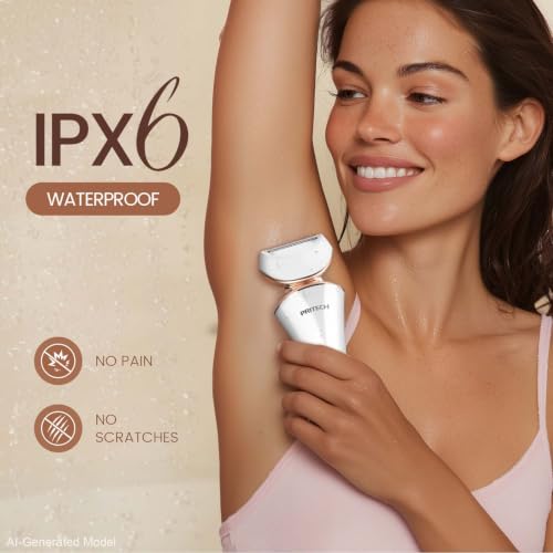 PRITECH Gold & White Rechargeable Women Electric Razor - Portable Lady Shaver