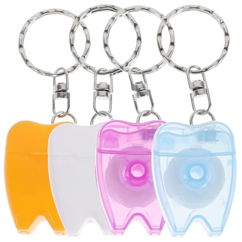 Healifty Portable Dental Floss Keychain - 4 Pack Ultra-Thin Oral Care