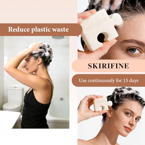 SKIRIFINE Vegan Puzzle Shampoo Bar Set - 4 Scented Solid Bars, 3.5 oz
