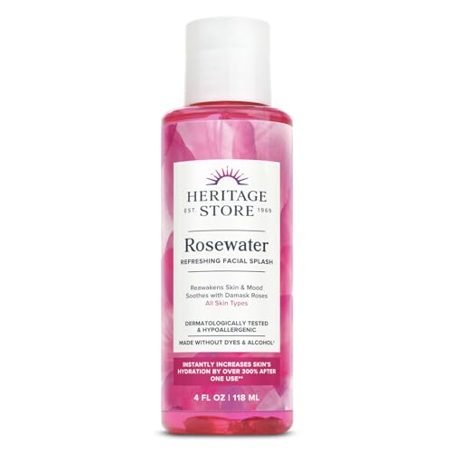 Heritage Store Rosewater Splash 4 Fl oz - Hydrating Skin & Mood Refresh