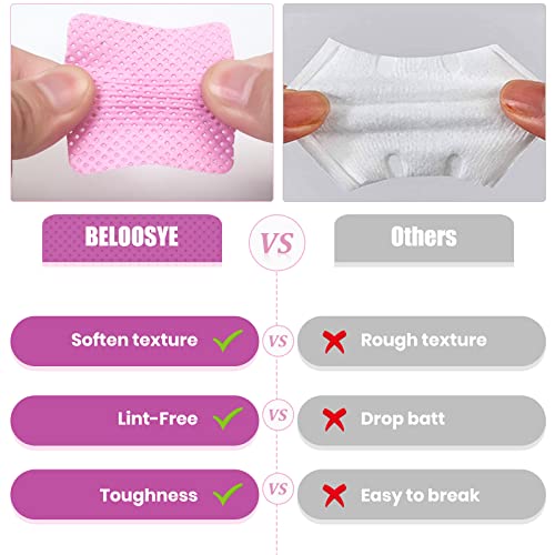 200 Pack Pink Lint Free Nail & Eyelash Glue Wipes - Absorbent Non-woven Fabric