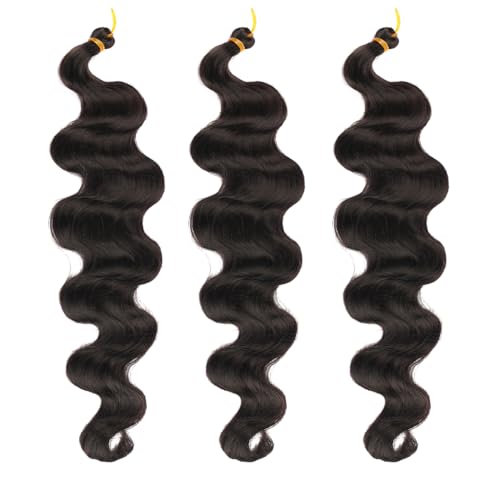 22 Inch Body Wave Hair Extensions - 3 Bundles Synthetic Brown Black