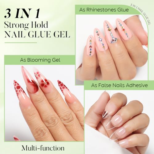 Luxbon 2×15ml Blooming Nail Glue Gel for Press-On & Fake Nails – Strong Adhesive