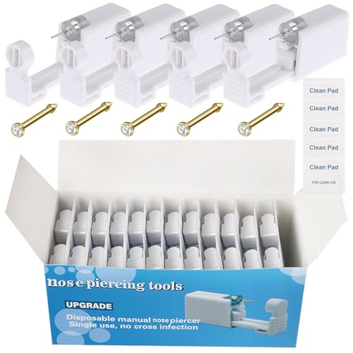 Judero Nose Piercing Gun Kit - 24 Gold Nose Studs & Tools