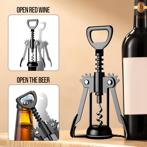 Drincarier Gun Black Wine Opener - Premium Zinc Alloy Corkscrew