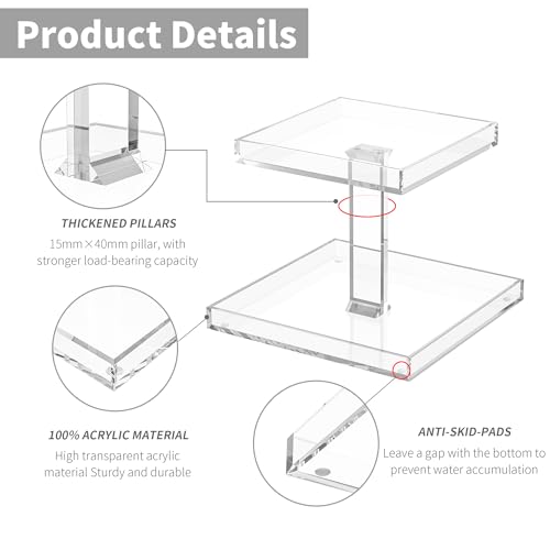 2-Tier Acrylic Perfume Organizer Tray 10x10 for Dresser