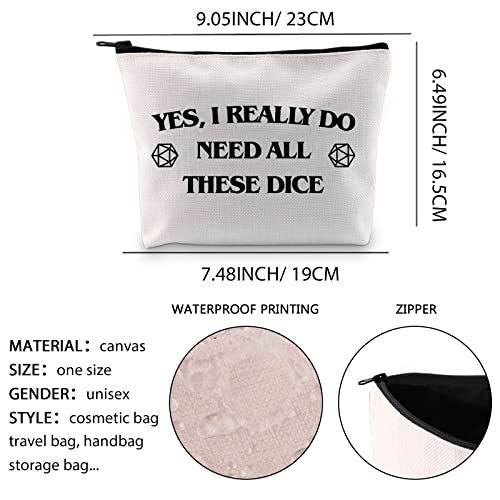 YES I NEED DICE Makeup Bag - Portable Cosmetic Pouch for Gamers