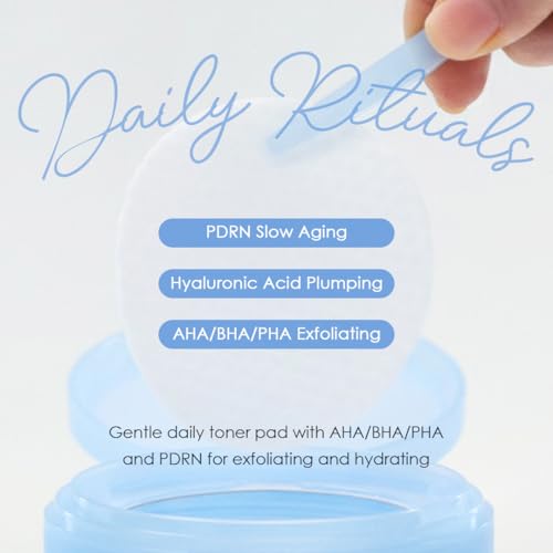 Glowiest Daily Rituals Peeling Pads with Hyaluronic Acid & PDRN - Exfoliating AHA BHA PHA Face & Body Treatment
