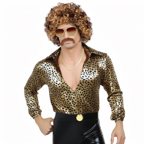 MOVINPE 70's Brown Short Afro Wig for Men - Disco Costume Accessory