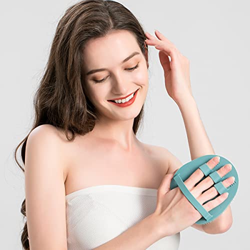 HOMMIESAFE Eucalyptus Green Silicone Shower Brush - Exfoliating Body Scrubber & Skin Massage