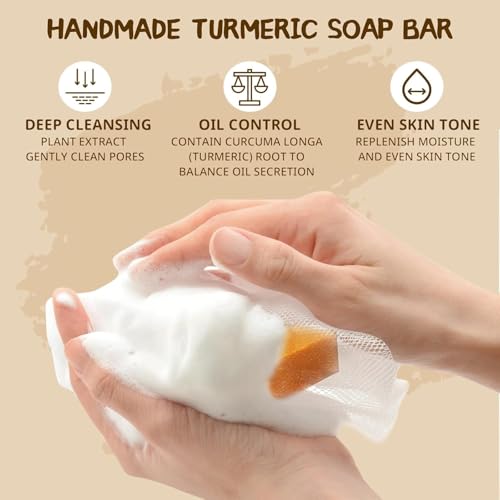 4 PCS Turmeric Soap for Dark Spots | Hydrating Bar for Face & Body