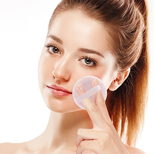 WLLHYF 12PCS Pink Makeup Puffs - Round Cotton Velour Sponges