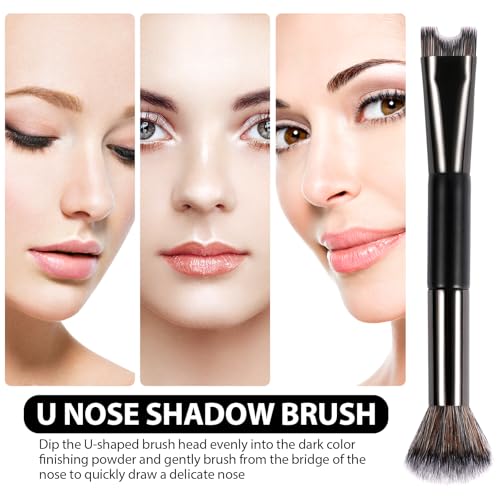2 in 1 Nose Contour Brush - Dual-Ended U-Shaped Sculpting Brush