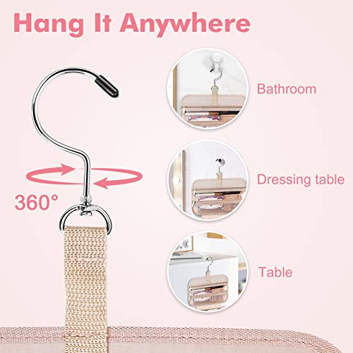 Wedama Hanging Toiletry Bag for Women, Medium Travel Cosmetic Organizer, Pink