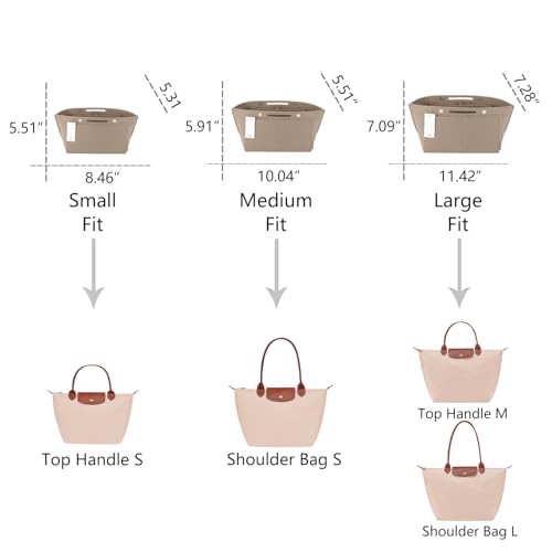 ZTUJO Purse Organizer Insert for Longchamp Le Pliage - Medium Beige