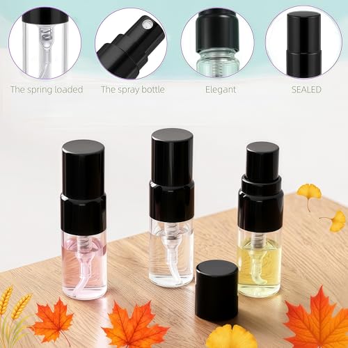 20 Pack Mini Refillable Glass Perfume Spray Bottles - 2ml Travel Atomizers